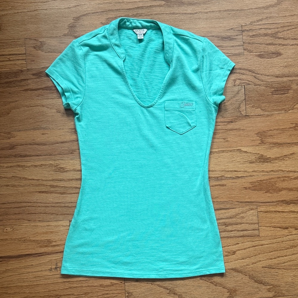 Women's Guess Aqua Short Sleeve Golf Top